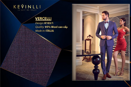 K103/1 Vercelli CVM - Vải Suit 95% Wool - Tím Trơn